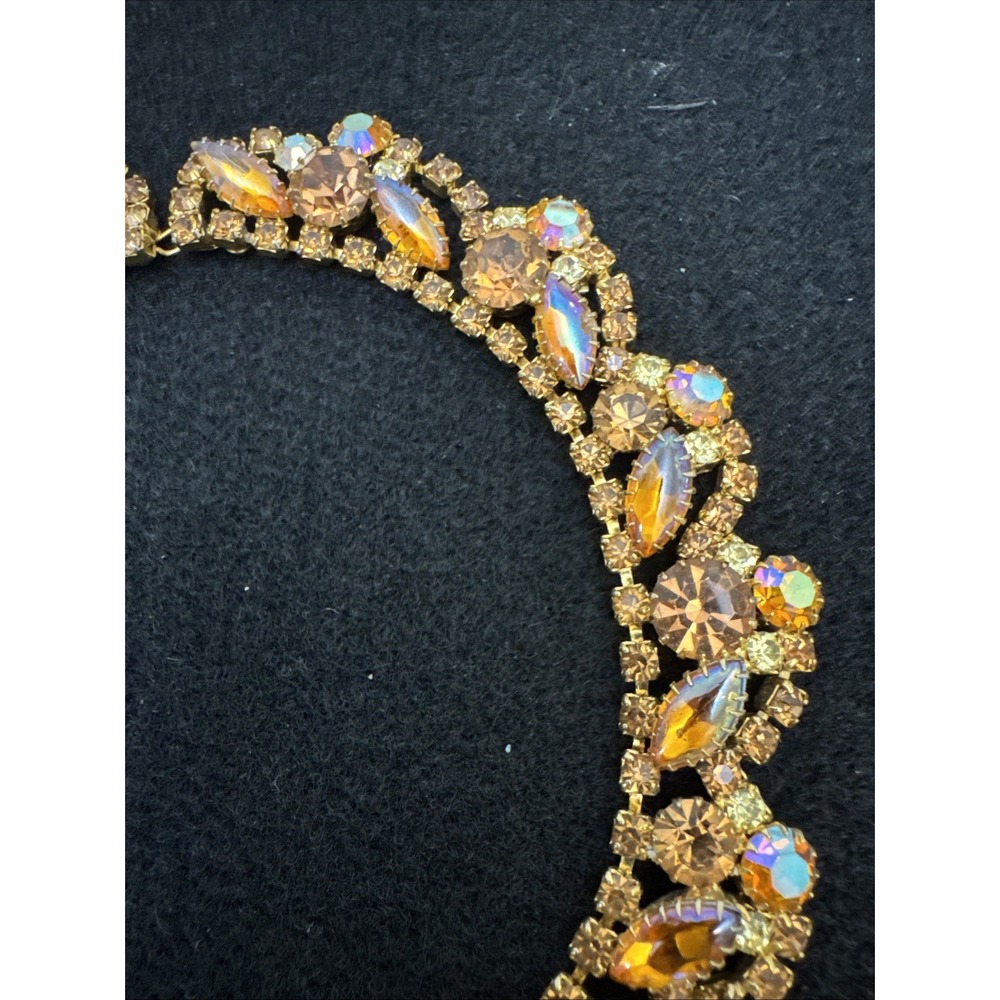 Rare Juliana D&E 1960's AB Champagne Marquis Rhinestone Cocktail Necklace Collar - Picture 4 of 16